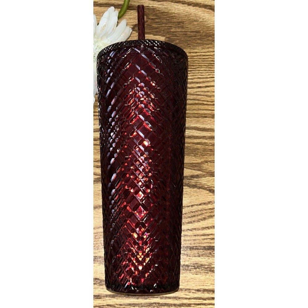 Starbucks Jeweled Burgundy Merlot Tumbler Rare Venti Cup 24 Oz Fast Ship
